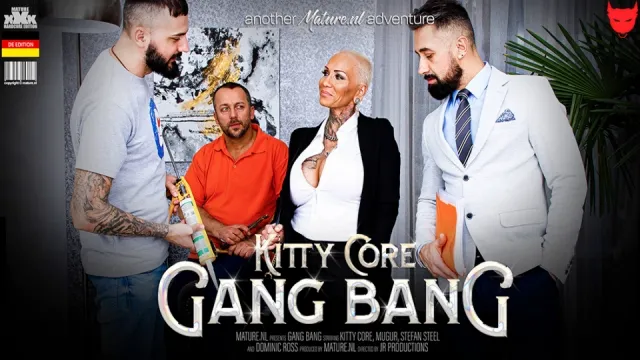 MatureNL – Kitty Core – Three strapping guys fuck MILF Kitty Core until they all come on her big tits – GangBang