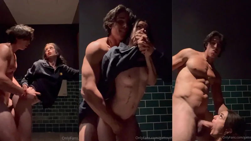 [Only Fans] Nikki Nicole x Gattouz0: Bathroom Creampie Sextape